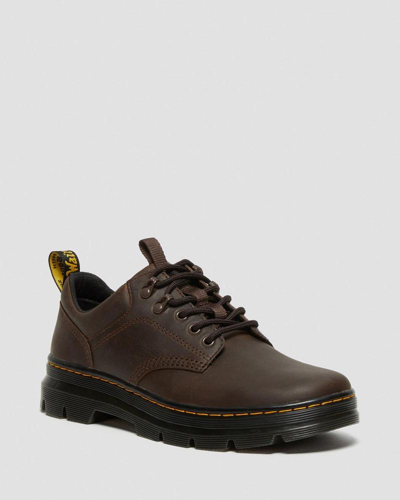 Dr Martens Reeder Crazy Horse Leren Utility Vrijetijdsschoenen Dames Donkerbruin | NL 666VRW